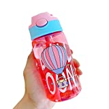 ZXJ Kids Water Sippy Cup Tazas de alimentación de bebé de dibujos animados con pajitas Botellas de agua a prueba de fugas Tazas de hervidor antiderrames portátiles al aire libre para niños, Pink, 480ML