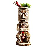 Allomn Tiki - Taza de cerámica hawaiana con forma de jarra de cóctel, copa de vino, 480 ml, color rojo