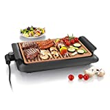GOURMETmaxx Parrilla eléctrica de mesa sin humo |  2 superficies de cocción para resultados óptimos, aptas para uso interior y exterior |  revestimiento cerámico antiadherente, máx.  220 °C [1250 vatios]
