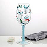 Copa de vino artificial pintada a mano Vaso de cristal pintado Adornos de copa de vidrio Vaso de whisky Lote de regalo de Navidad (Capacidad: 401 500 ml, Color: U 25 cm x 5 cm)