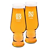 Maverton set x2 Vasos de Cerveza - detalles - en vaso con personalización - capacidad 400 ml - H20 cm x Ø7,8 cm - Perfecto para cualquier pareja amante de la buena Cerveza - letras iluminadas