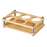 Portavasos QYEW |  Bandeja de madera maciza |  Soporte de vidrio de bambú para barra de fiesta en casa, base de exhibición resistente para whisky, tequila, 6 vasos para servir