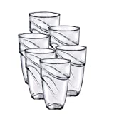 Duralex, Juego de 6 vasos de agua, modelo Wave, 1054AB06A0111, en vidrio transparente, 360 ml