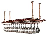MJKLSD Botellero, Soporte de techo para vino Soporte para copas de vino para colgar |  Portabotellas de vino vintage |  Rústico / Bronce / 120X30Cm