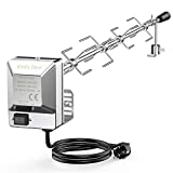 Onlyfire Universal Barbacoa Asador, 100cm Cuadrado 9x9mm Asador, 4X Tenedor, Motor Cromado, 220V-240V