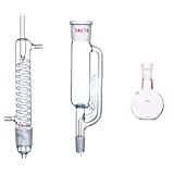 Zhinwen.  Herramientas de laboratorio Extractor de vidrio de 250 ml Soxhlet Top 40/38 24/40 Bottom, One Graham Condenser Coil, One Flat Bottom Lab Matraz Accesorios Educación Oficinas