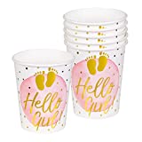 Boland 53236 - Vasos de Papel Hello Girl, 6 Piezas, Capacidad 25cl, Bebidas, Baby Shower, Nacimiento, Niñas, Vajilla Desechable