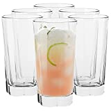 Juego de vasos de agua Vasos de cóctel de cristal modernos Jugo Bebida larga Vaso alto Cóctel Vaso alto Vasos de cristal transparentes altos | Colección Elín | 300ML | Juego de 6 piezas