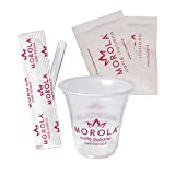 Kit de Café 450 Piezas - Set de Accesorios de Plástico para Café - 150 Vasos de 80ml, 150 Bolsas de Azúcar Blanca y 150 Paletas de Plástico