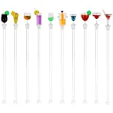DXLing 10 Piezas 23cm Acrílico Palitos de Cóctel Bebida congelada Cóctel Colorido Swizzle Mezclar Palos Cóctel Bebida Agitación para Bar Fiesta Café Cóctel Jugo de Fruta Bebidas
