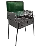 Mediawave Store - Barbacoa de Carbón Maleta con Parrilla Regulable, Barbacoa, Jardín, Picnic, Barbacoa para Llevar, Barbacoa Clásica, Barbacoa Fornacella, Verde42x31xH57 cm art.  045