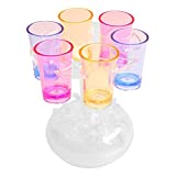 Sharplace Dispensador de 6 vasos de chupito para 6 personas, dispensador de vino, whisky, cerveza, accesorios de barra, dispensador de licor, herramienta de juegos de barra de fiesta para - color mixto