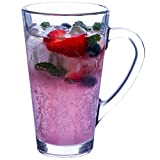 qbznanbei Vasos de Agua Vaso de Vidrio con Asa Conveniente, Vasos de Bebidas, Tazas de Capuchino, Latte, Espresso (2 Piezas) Vasos de Vidrio