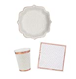 PARTY INDUSTRY IDF Coordinated Table Plates Party Theme Rose Gold Polka Dots White Kit Fiesta de cumpleaños 10 invitados 40pcs