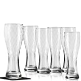Leonardo Optic Maxima Juego de 6 vasos de cerveza con 6 posavasos decorativos de cortesía