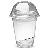 TiSkying 100 vasos de plástico con tapa de cúpula, vasos para batidos, vasos de plástico transparente, tazas de té no recargables para fiestas de verano