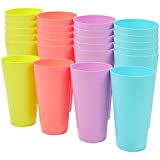 Belle Vous Vasos de Plástico de Colores 600 ml (24uds) - Vasos de Plástico Rígidos Reutilizables 4 Colores - Copas de Cóctel de plástico para Barbacoa, Picnic y Playa - Apto para lavavajillas, libre de BPA