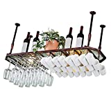 JINTAI333 Soporte de copa de vino colgante negro, soporte de botella de metal de hierro ajustable, soporte de copa de vino ajustable, sostiene cualquier tipo de copas, cristalería, copas de vino