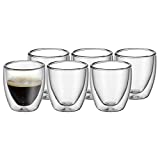 WMF Kult - Juego de 6 Tazas de café de vidrio de doble pared 80ml Efecto flotante Térmico y resistente al calor