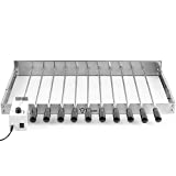 BBQ-Toro Asador Eléctrico en Acero Inoxidable con 11 pinchos y Motor |  Dimensiones ajustables (An) 70 x (Pr) 26-40 cm |  con enchufe de alimentación y USB