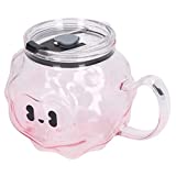 Pwshymi Taza de café, imágenes de dibujos animados, taza de leche de vidrio de plástico, simple, práctica, resistente al desgaste, con mango de paja, vidrio para cumpleaños para el hogar (# 4)