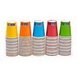 Amazon Basics Vasos desechables de papel compostable para eventos, 236 ml, paquete de 100, rojo, amarillo, azul, naranja, verde, rosa
