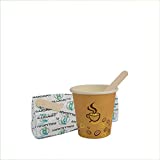 Palucart 100 Vasos Cartón para Café 75ml Color Habana (3 oz) Cartón biodegradable para Bebidas Calientes Café Capuchino + 100 Paletas Madera Abedul