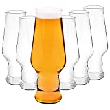 Maverton set x6 Vasos para Cerveza - Particulares y curiosas pintas de vidrio - H20 cm x Ø7,8 cm - capacidad 400 ml - excelente idea de regalo para cualquier pareja amante de la buena cerveza