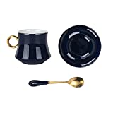 COLiJOL Trofeo Porcelana 300Ml Taza de café y platillo Juego de café, 10oz Pintado a mano Taza de café Espresso Tazas de coco con asa Pareja Taza Bebida Batido Vasos Fruta Tazas
