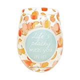 Pavilion Gift company Life's Peachy with You in It Copa de vino sin tallo con motivo de melocotón, vidrio, naranja