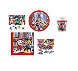 PARTY INDUSTRY Kit Coordinado IDF Platos de Mesa Fiesta Tema Patrulla Canina La Película Fiesta de Cumpleaños 8 Invitados (36 Piezas) + confeti