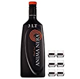 DISTILLERIA MARZADRO ANIMA NERA LICOR REGALIZ 3 LITROS CON 6 VASOS