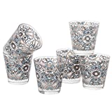 MONTEMAGGI Juego de 6 vasos de agua Vidrio Decorado Coloreado Impreso mayólica MADE IN ITALY Capacidad 25 Cl.