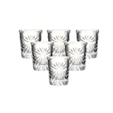 Miller Rock Vasos de agua de alta resistencia con base, hecho a máquina, grabado, alcohol, barra, copa de vino, 55 ml, 6 unidades