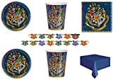 Party Store web by home sweet home Harry Potter DECORACIÓN DE MESA Coordinado Harry Potter Party Kit n°3 CDC- (24 Platos, 24 Vasos, 32 SERVILLETAS, 1 MANTEL, 1 Guirnalda)