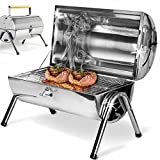 FAST WORLD SHOPPING ® Barbacoa Mesa Parrilla Barbacoa de acero inoxidable Jardín Carbón Pic Nic Quemador de carbón