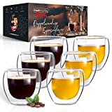 Fresh Master Barista - Juego de tazas de café de vidrio térmico de doble pared de 80 ml 6 x 80 ml