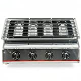 Barbacoa de gas de 4 quemadores, acero inoxidable, libre de humo, parte superior ajustable en altura, para asar al aire libre, cocinar, picnics y otras ocasiones