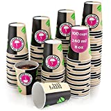 100 vasos de papel para hacer café - Tazas de café - Taza de 240 ml Tazas de café desechables para hacer café, té, bebidas frías y calientes