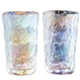 Vasos de agua Juego de vasos de glaciar de colores de 2 piezas (11 oz o 13.5 oz) Romántico Grossware sin plomo Adecuado para varios tipos de juegos de vasos de bebidas Vasos de vidrio (Tamaño: mediano)