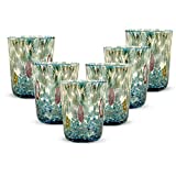 Gocce di Murano Set 6 Copas Rainbow Rain en vidrio soplado de Murano 300 ml Hechas a mano de colores Pack de 6 Elegantes y preciosas copas para agua (Aguamarina, 6)