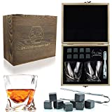 Flow Barware - Juego de vasos de whisky y whisky, en caja de regalo con patrón trenzado para whisky escocés, gin tonic y cócteles