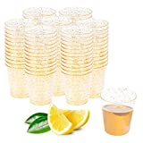 Matana 150 Chupitos de Plástico Rígido con Purpurina Dorada - 30ml