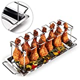 Soporte para pollo asado Blumtal para horno, soporte para patas y alas de pollo de acero inoxidable, parrilla para soporte de pollo a la barbacoa