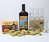 Vecchio Amaro del Capo 70 cl + 6 copas Freeza del Capo + 1 pack.  Bombones Bon Bon Vecchio Amaro del Capo 250 gr.