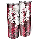 Lukdofur Red Bird - Taza de viaje de acero inoxidable con aislamiento para bebidas heladas y bebidas calientes con tapas y pajita, regalo blanco 600 ml (20 oz)