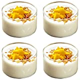 Greyoe Vasos de Postre, 4 Piezas Taza de Postre Redonda Transparente Botella de Vidrio de Pudín Mini Bebida de Jugo Taza Resistente a Altas Temperaturas para Postre Bebida de Helado