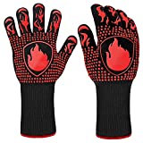 Guantes para Barbacoa, Guantes para Barbacoa Resistencia al Calor Hasta 800 °C, Accesorios para Barbacoa Ignífugos para Parrilla, Chimenea, Hornear, Cocina (1 Par)