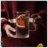 qbznanbei Vasos Vasos de Bebida de Agua Vasos, Té Helado Bebidas Vasos de Vidrio Dor Agua, Jugo, Cerveza (2 Piezas) Vasos de Vidrio (Color: A (2pcs))