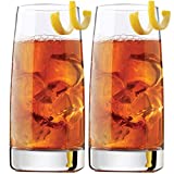 qbznanbei Vasos de Agua Elegantes Vasos para Beber, Vasos de Vidrio, Vidrio Transparente sin Plomo para Jugos de Frutas, Bebidas, Cócteles (2 Piezas) Vasos de Vidrio